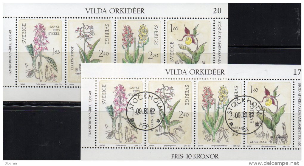 Wilde Orchideen 1982 Schweden Block 10 ** + O 8€ Blume Holunder-Knabenkraut Frauenschuh M/s Bloc Flower Sheet Bf Sverige - Blocs-feuillets