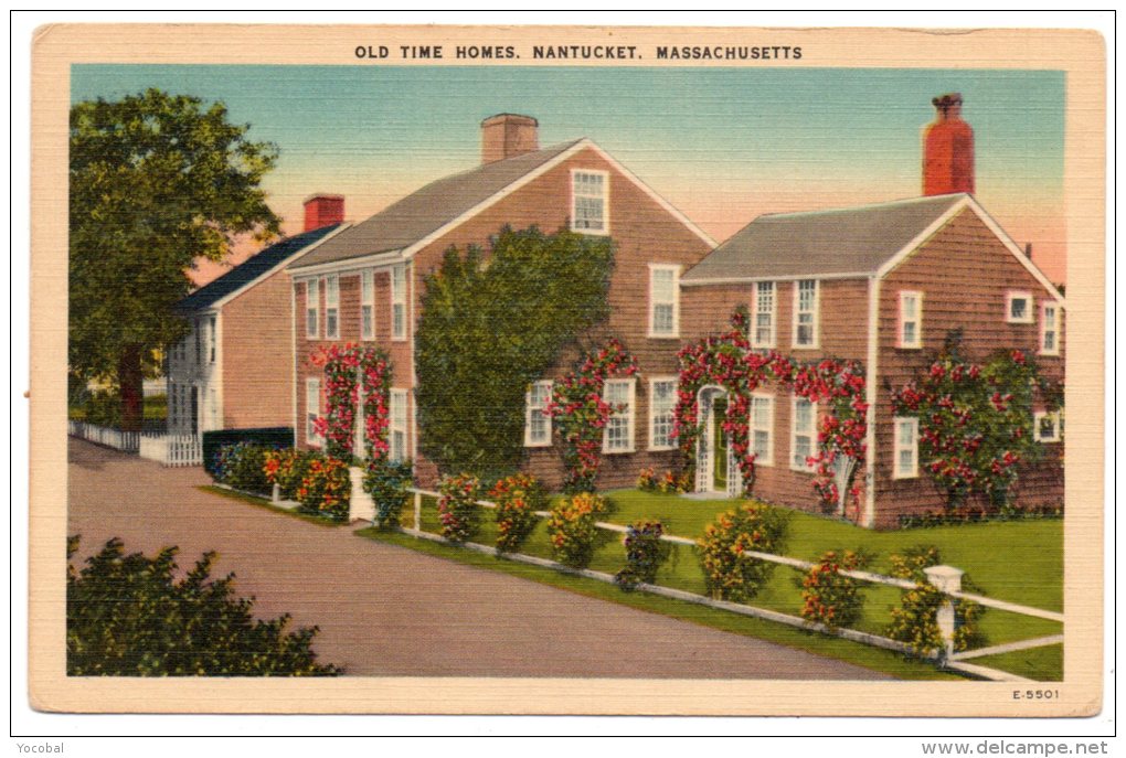 CP, ETATS-UNIS-MASSACHUSETTS, NANTUCKET, OLD TIME HOMES, Voyagé En 1954 - Nantucket