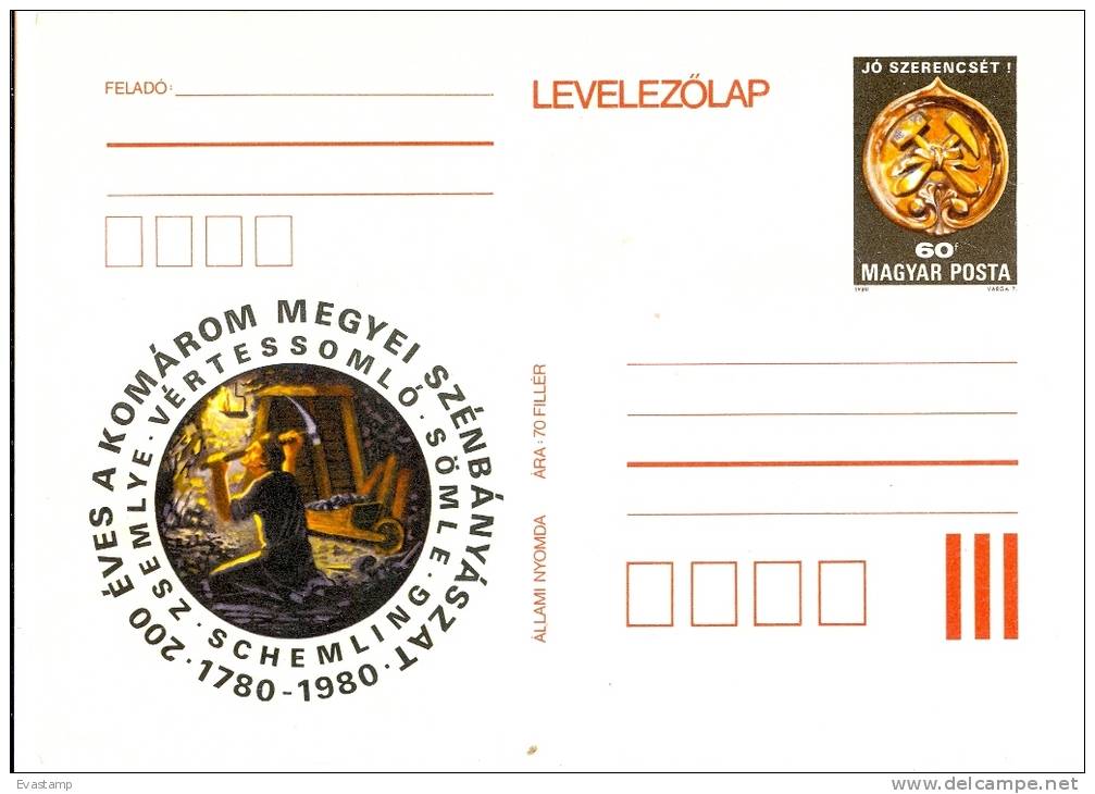 HUNGARY - 1980.Postal Stationery - Coal-Mining,200th Anniv. At Vértes  MNH!!!Cat.No.291. - Postal Stationery