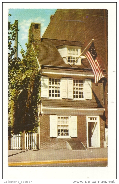 Cp, Etats-Unis, Philadelphia, Betsy Ross House, écrite - Philadelphia