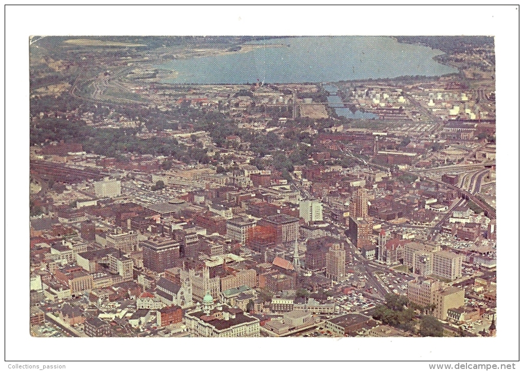 Cp, Etats-Unis, Syracuse, Air View Of The City Showing Onondaga Lake In Background, écrite - Syracuse