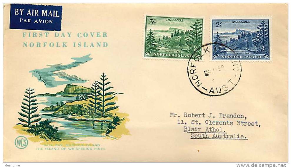 1959 2 New Values In First Definitive Series On WCS  FDC - Norfolk Island