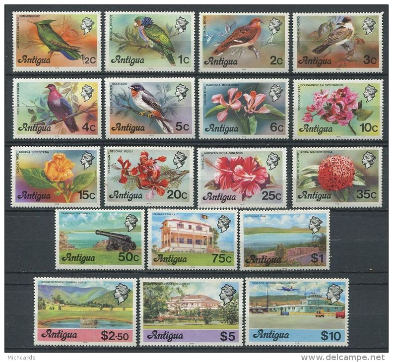 120 ANTIGA 1978 - Oiseaux Birds Aves  Fleurs (Millesime 1978 - Neuf Sans Charniere (Yvert 518/35) - 1960-1981 Autonomía Interna