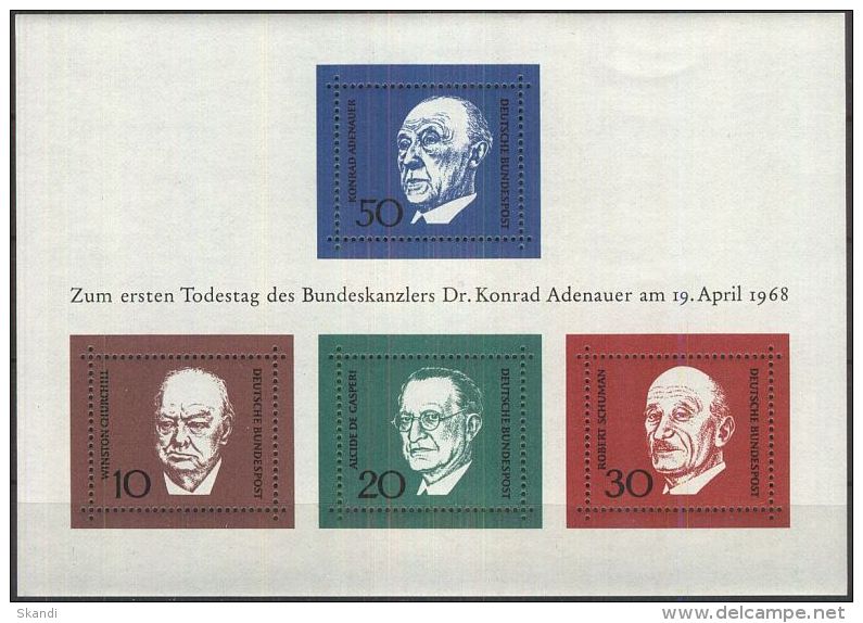 DEUTSCHLAND 1968 Mi-Nr. Block 4 ** MNH - 1959-1980