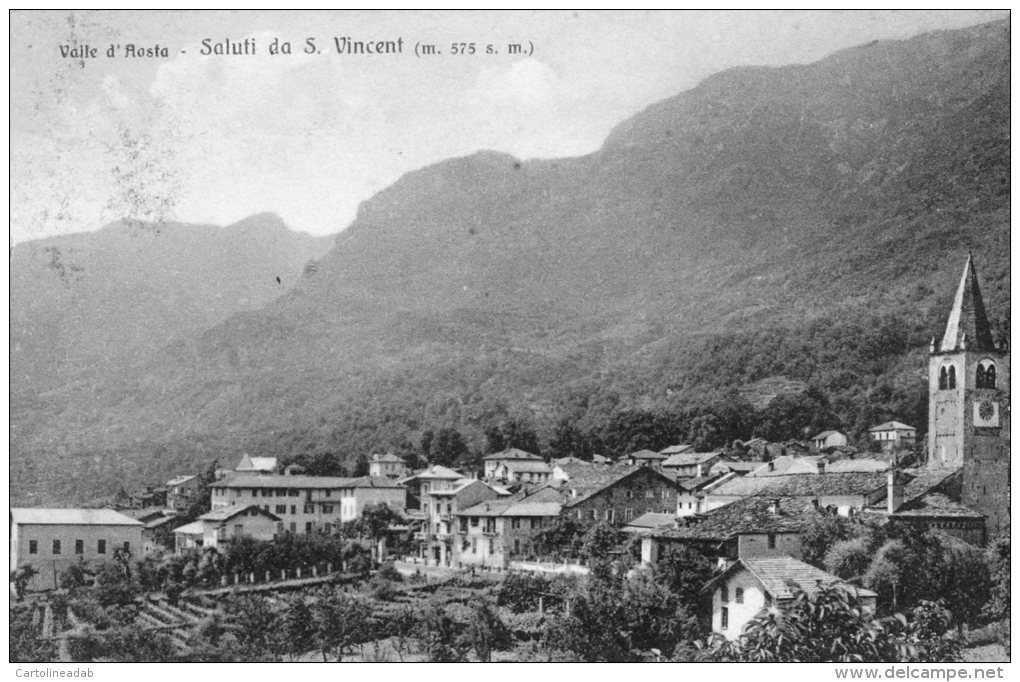 [DC7002] VALLE D'AOSTA - SALUTI DA SAN VINCENT - Viaggiata - Old Postcard - Altri & Non Classificati