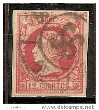 ESPAÑA 1860/61 - Edifil #53 Rueda De Carreta 56 De Santiago - VFU - Usados