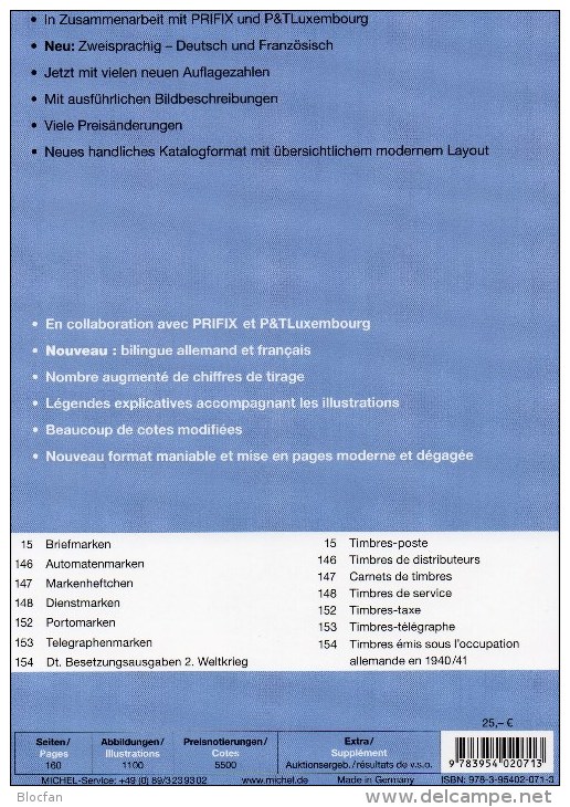 Katalog PRIFIX Michel 2014 Neu 25€ Briefmarken Spezial Luxemburg: ATM MH Dienst Porto Besetzungen In Deutsch-französisch - Filatelia E Storia Postale