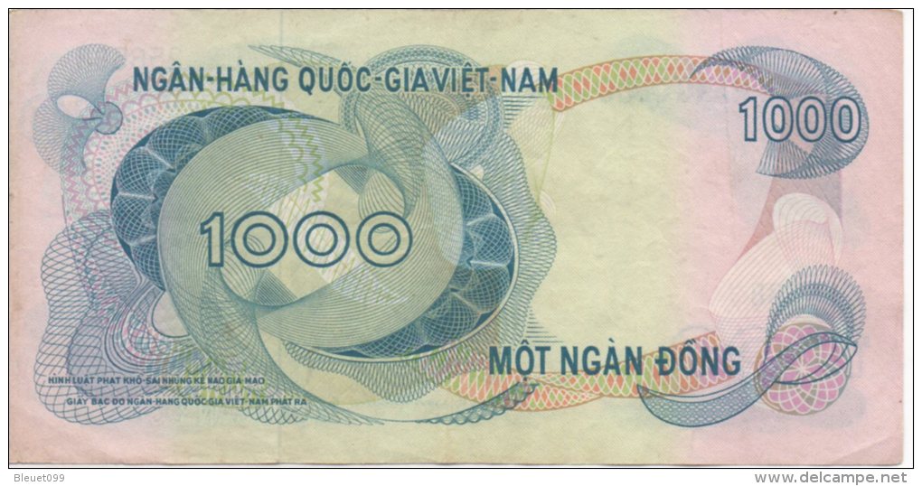 Billet De Banque NGAN-HANG QUOC-GIA VIET-NAM 1971, Dong 1000 - Vietnam