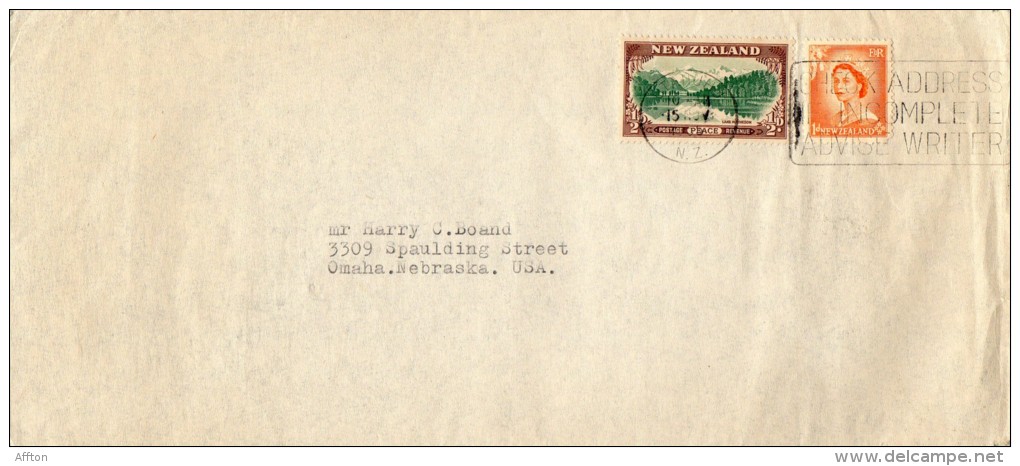 New Zealand Cover Mailed To USA - Lettres & Documents