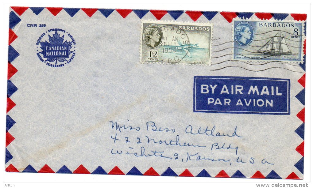 Barbados Old Cover Mailed To USA - Barbades (...-1966)