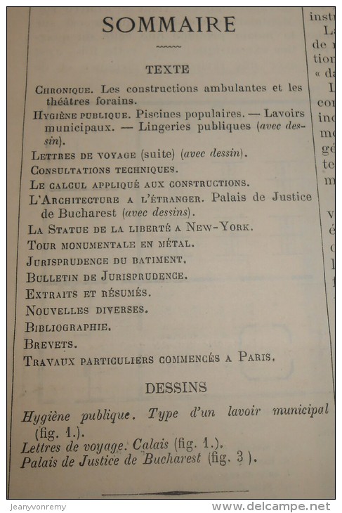 La Semaine Des Constructeurs. N°11. 11 Septembre 1886. Palais De Justice De Bucharest. - Revues Anciennes - Avant 1900