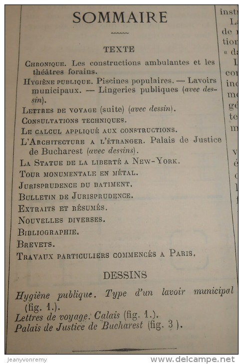 La Semaine Des Constructeurs. N°11. 11 Septembre 1886. Palais De Justice De Bucharest. - Magazines - Before 1900