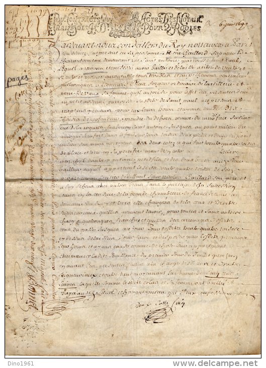 VP40 - PARIS - Acte De 1699 - Bail à Rente Entre Mr R. GAILLARD Seigneur De Charentonneau ( MAISONS - ALFORT ) & L.COLAS - Gebührenstempel, Impoststempel