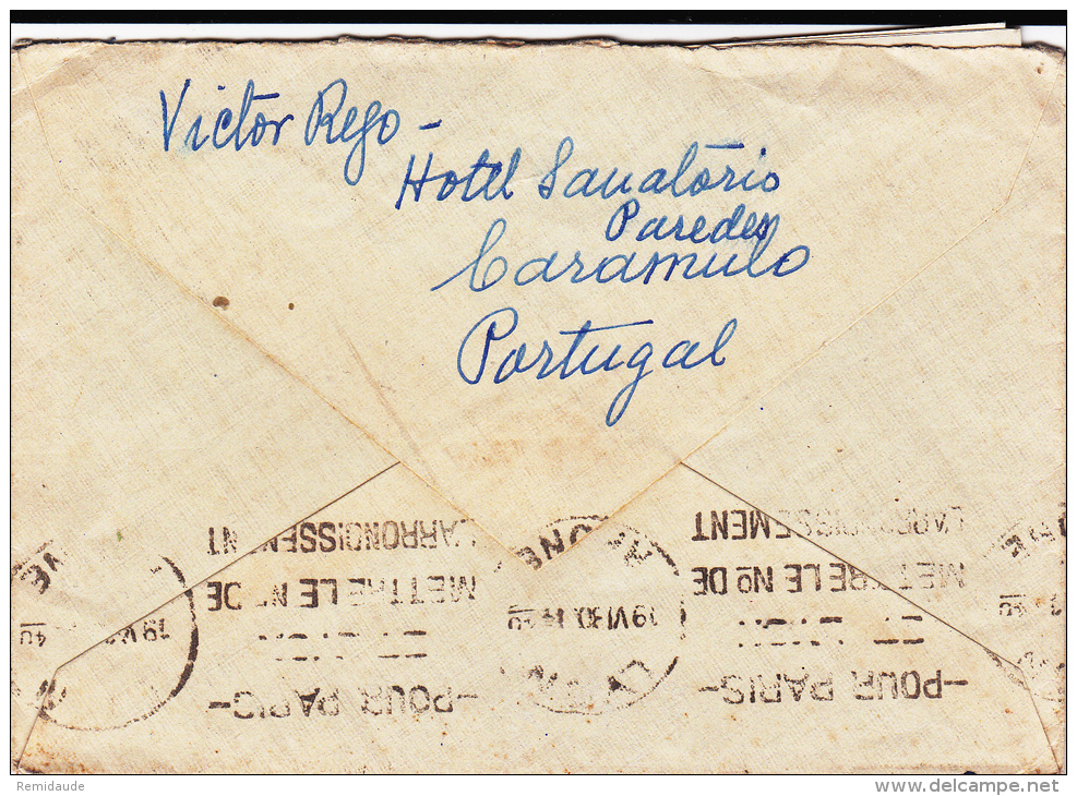 PORTUGAL - 1930 - ENVELOPPE De CARAMULO (PAREDES DO GUARDAO) Pour LYON - Marcophilie