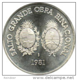 * URUGUAY - CONMEMORATIVA Salto Grande N$100 - Plata (1981) - Uruguay