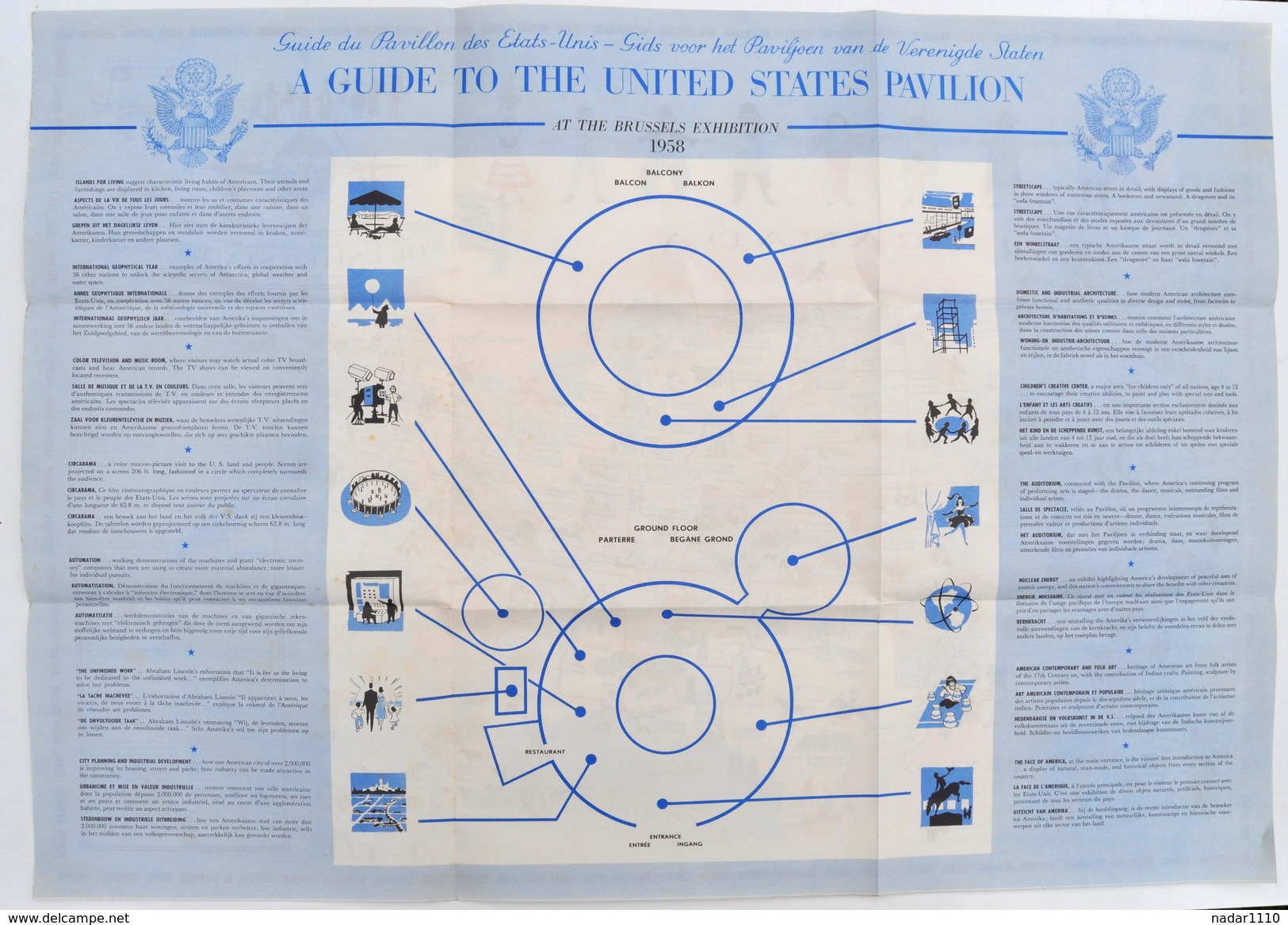 EXPO BRUXELLES 1958 : ETATS-UNIS, Guide Du Pavillon / A Guide To The United States Pavilion / Brussels Exhibition 1958 - Colecciones