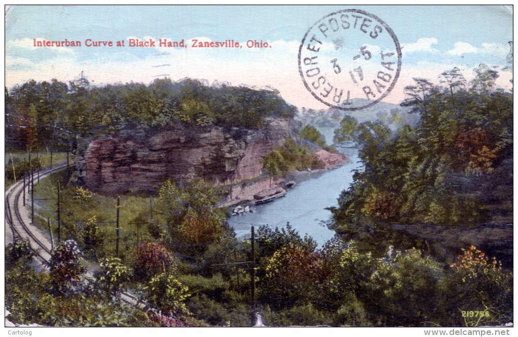 Interurban Curve  At Black Hand, Zanesville, Ohio. 1917 - Zanesville