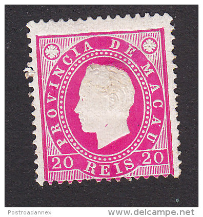 Macao, Scott #37, Mint Hinged, King Luiz, Issued 1888 - Unused Stamps