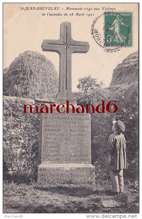 MORBIHAN SAINT JEAN BREVELAY MONUMENT ERIGE AUX VICTIMES DE L INCENDIE DU 28 AVRIL 1901 - Saint Jean Brevelay