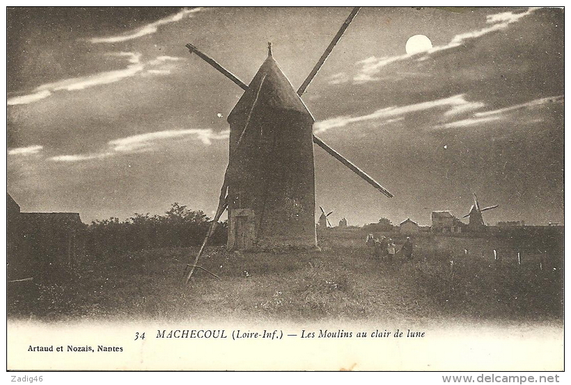 34 - MACHECOUL - LES MOULINS AU CLAIR DE LUNE - Machecoul