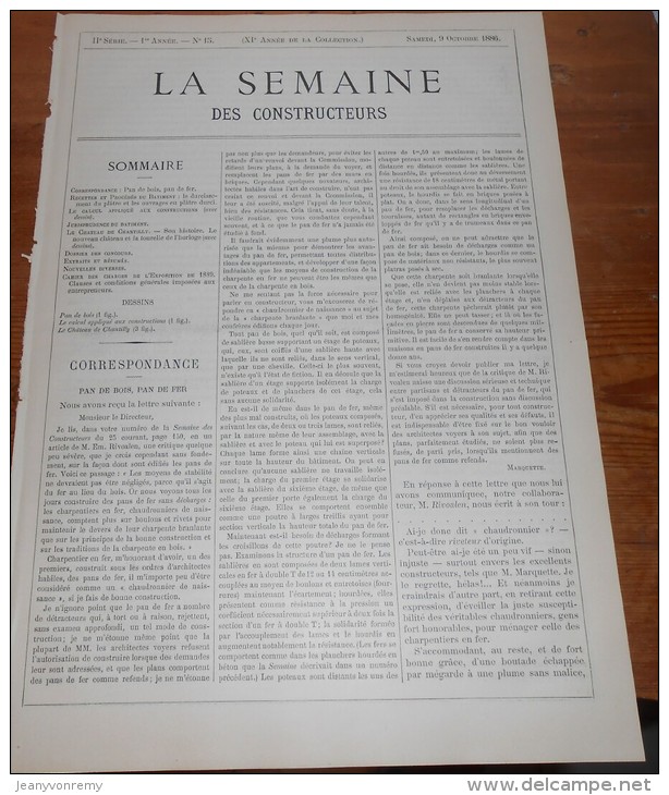 La Semaine Des Constructeurs. N°15. 9 Octobre 1886. Château De Chantilly. - Magazines - Before 1900