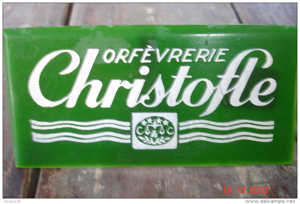 Plaquette Pub Orfevrerie Christofle  Plastique 11,3X5,5.années 60 - Autres & Non Classés