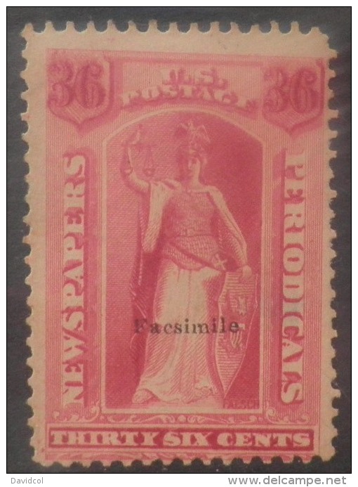 N824.-.USA .-. 1875 .-. "NEWSPAPER STAMP "- SC#: PR18.-. " FACSIMILE "  - NORMAL STAMP:CV US$ 850.00 /  639.00 &euro; - Newspaper & Periodical