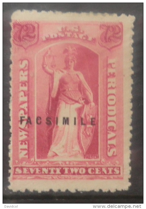 N823.-.USA .-. 1875 .-. "NEWSPAPER STAMP "- SC#: PR21.-. " FACSIMILE "  - NORMAL STAMP:CV US$ 1500.00 /  1127.00 &euro; - Journaux & Périodiques