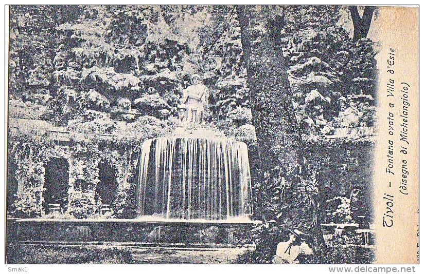 LAZIO ROMA TIVOLI FONTANA OVATA A VILLA D'ESTE - MICHELANGIOLO  CARTOLINA 1914 - Parks & Gardens