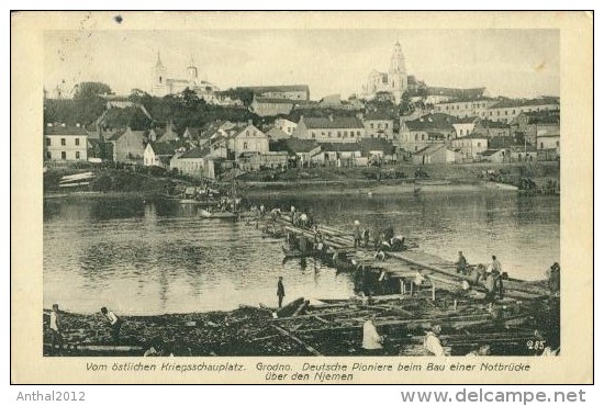 Grodno Hrodna Belarus Pioniere Bauen Brücke über Den Njemen 25.8.1916 Feldpost - Wit-Rusland