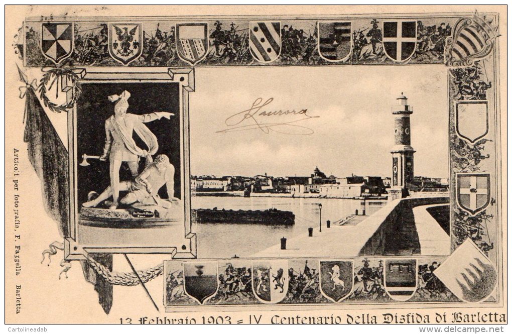 [DC7019] BARLETTA - 13 FEBBRAIO 1903 IV CENTENARIO DELLA DISFIDA DI BARLETTA - PERFETTA! - Viaggiata - Old Postcard - Barletta