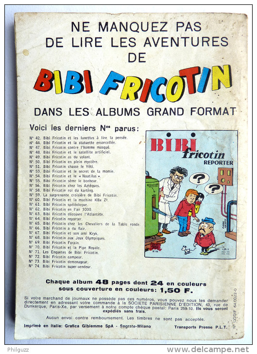 BIBI ET FRICOTIN 001 -fait Des Farces - Fait Le Tourdu Monde Petit Format Réédition Couleur 1968 -  LACROIX - Bibi Fricotin