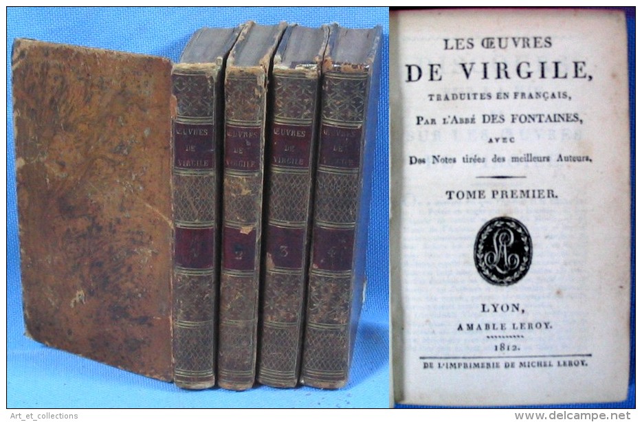 Œuvres De VIRGILE / 4 Tomes Des Éditions Aimable Leroy, En 1812 / Latin - Français - 1801-1900