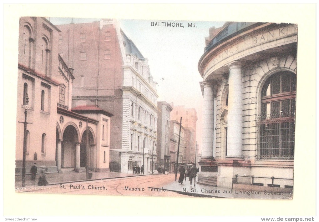 M10  St Paul's Episcopal Church + MASONIC TEMPLE Baltimore Maryland  USED 1910 TO NEW ZEALAND - Baltimore