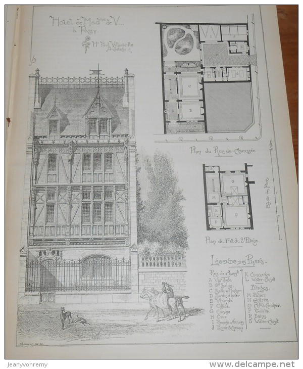 La Semaine Des Constructeurs. N°17. 23 Octobre 1886. Hôtel De Madame De V...à Passy. - Revues Anciennes - Avant 1900