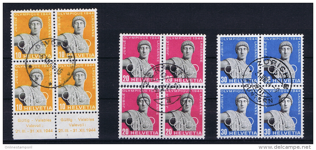 Switserland: 1944, Mi 428 - 430 In 4 Blocks  Used - Usados