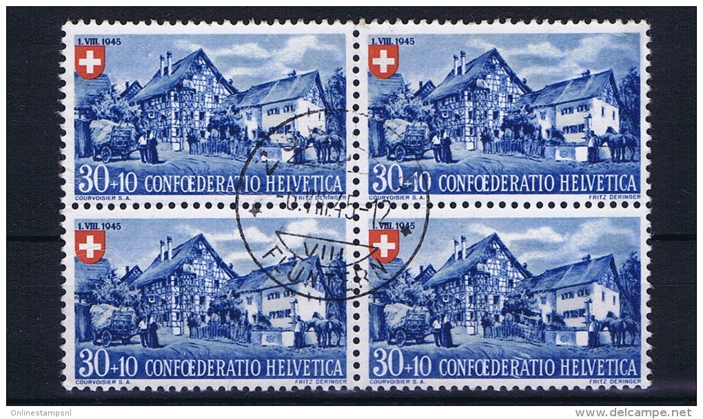 Switserland: 1945, Mi 463  Used In 4 Block - Used Stamps