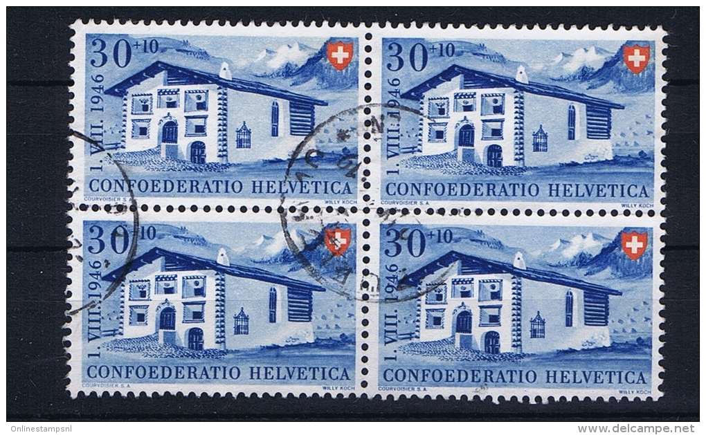 Switserland: 1946, Mi 474  Used In 4 Block - Used Stamps