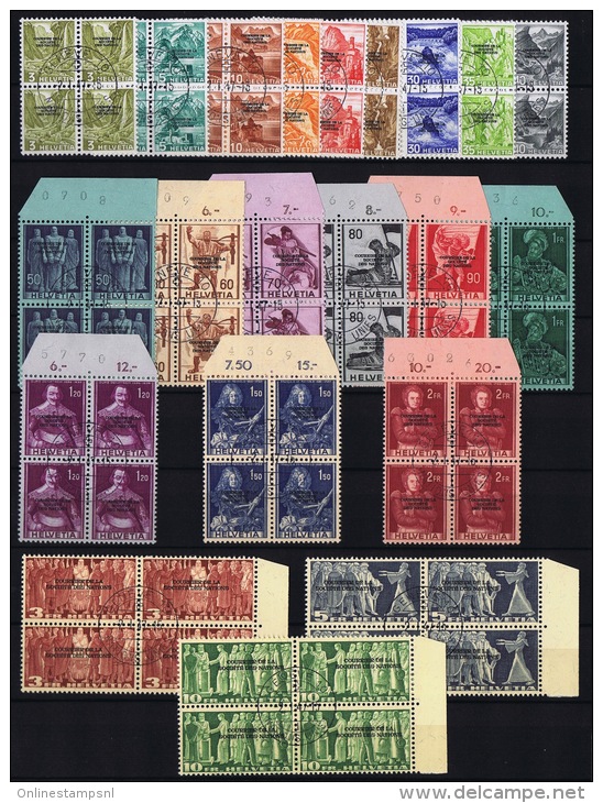 Switserland: 1944, Courrier De La Sociéte Des Nations, SBK Nr 71-91 COMPLETE Set Used In 4 Block  CV &euro; 720 - Servizio