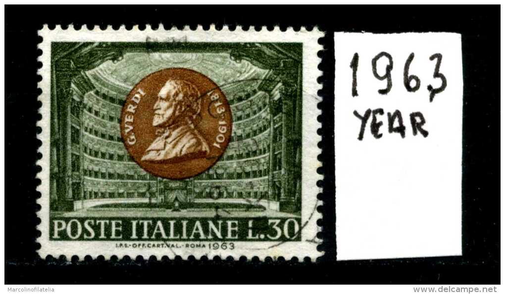 - ITALIA - REPUBBLICA - Singolo - Year 1963 - Giuseppe Verdi - Viaggiati - Traveled -reiste... - 1961-70: Usati