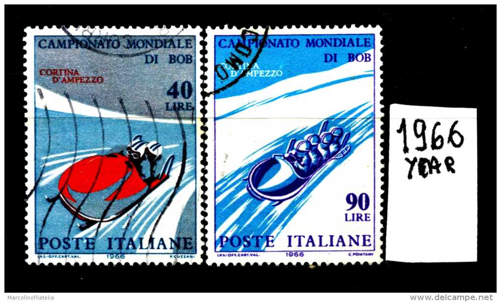 - ITALIA - REPUBBLICA - Serie Completa - Year 1966 - Campionati Mond. BOB - Viaggiati - Traveled -reiste... - 1961-70: Usati