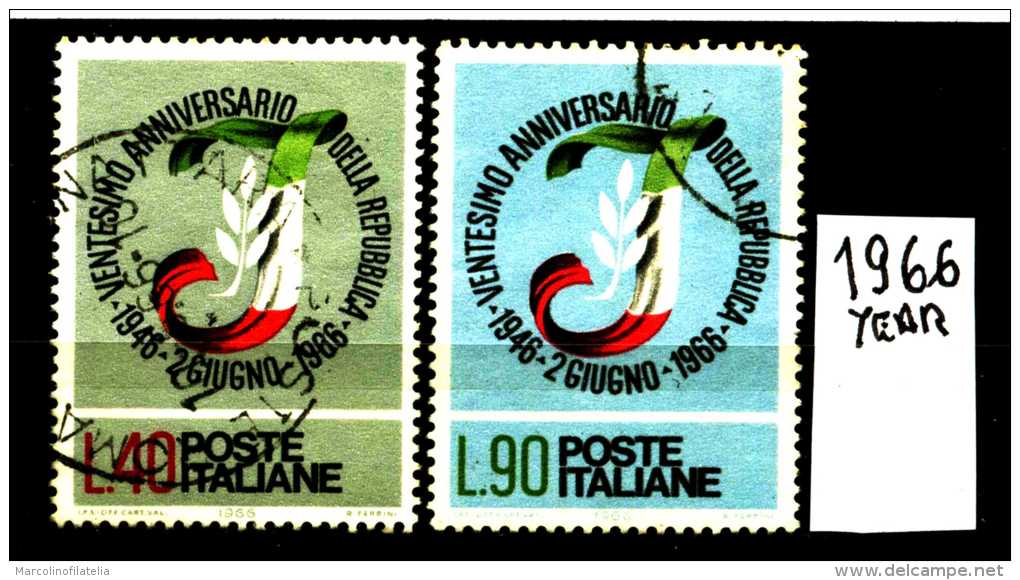 - ITALIA - REPUBBLICA - Serie Completa- Year 1966 - 20° Della Repubblica - Viaggiati - Traveled -reiste... - 1961-70: Usati