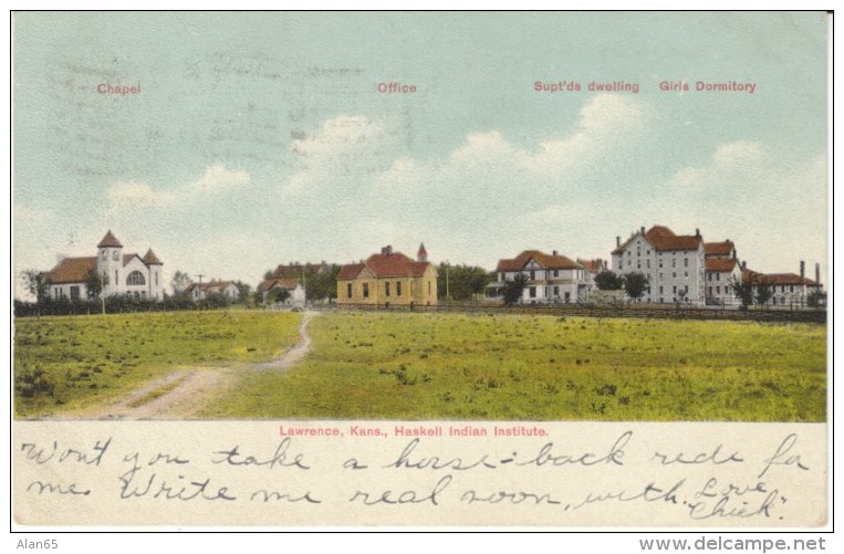 Lawrence KS Kansas, Haskell Indian Institute, School, C1900s Vintage Postcard - Lawrence