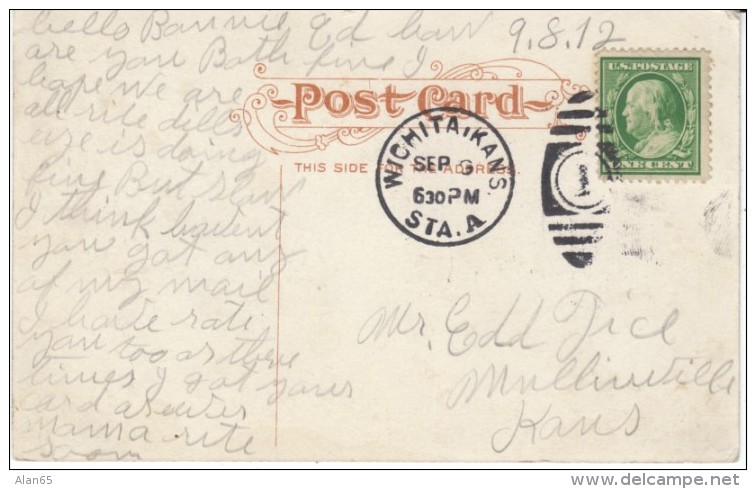 Wichita KS Kansas, Walter Morris Residence, Fancy Architecture, C1910s Vintage Postcard - Wichita
