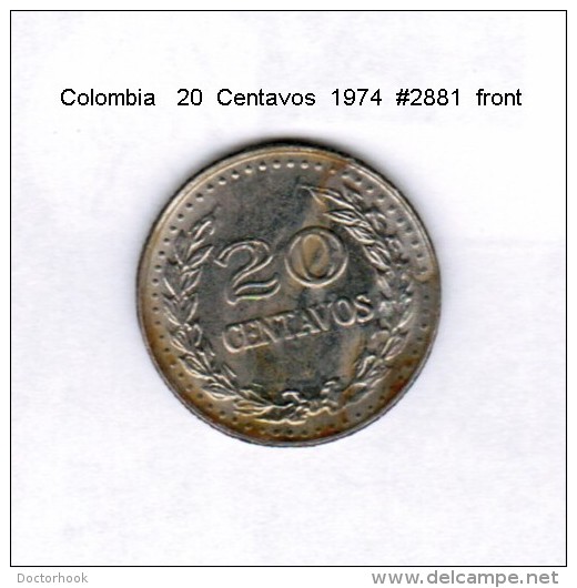 COLOMBIA    20  CENTAVOS  1974  (KM # 246.1) - Kolumbien