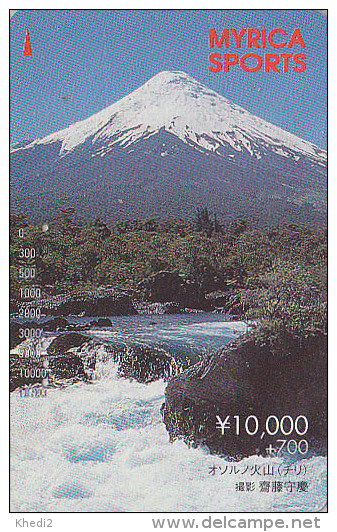 RARE Carte Prépayée Japon - VOLCAN MONT FUJI & CASCADE / Faciale 100 Euros - VULCAN & WATERFALL Japan Prepaid Card - 123 - Montagnes