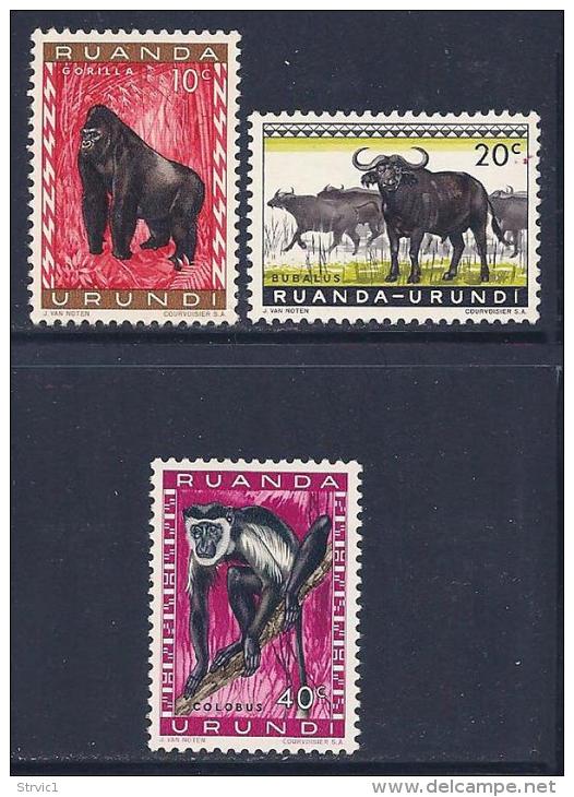 Ruanda-Urundi, Scott # 137-9 Mint Hinged Animals, 1959 - Unused Stamps