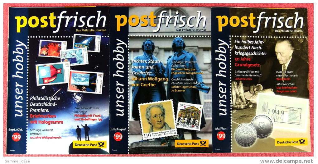 3 X Postfrisch Philatelie-Journal  ,  Von 1999  ,  Mit Neuausgaben , Historie , Jubiläum Weltpostverein - German (from 1941)