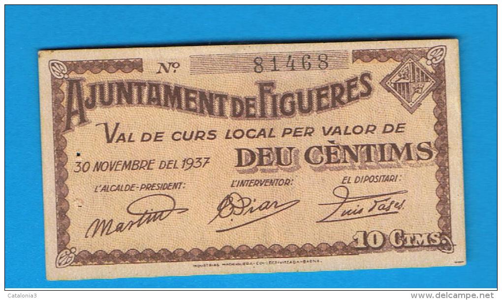 BILLETE LOCAL - FUGUERES 10 Centimos 1937 - Other & Unclassified