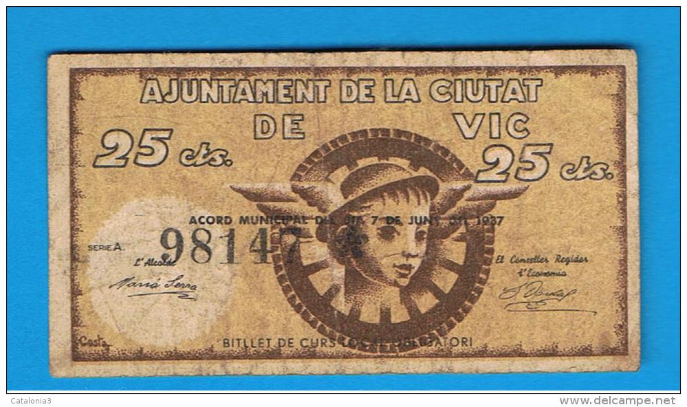 BILLETE LOCAL - VIC 25 Centimos 1937 - Other & Unclassified
